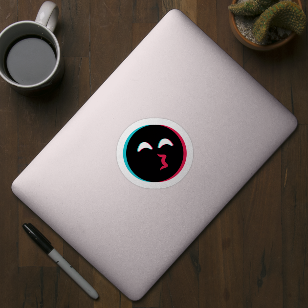 TikTok kissing emoji smiley Black by ThingyDilly